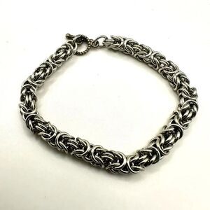 Silver tone Byzantine chain bracelet